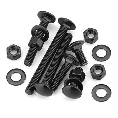10 Sets 5/16-18 x 2-1/2" Carriage Bolts and Nuts & Flat Washers, 304 Stainless Steel 18-8, Black Coated, Heavy Duty Bolts for Home & Machinery Assembly & Repair, Automobile, by RoyceMart - size: 5/16-18 x 2-1/2"