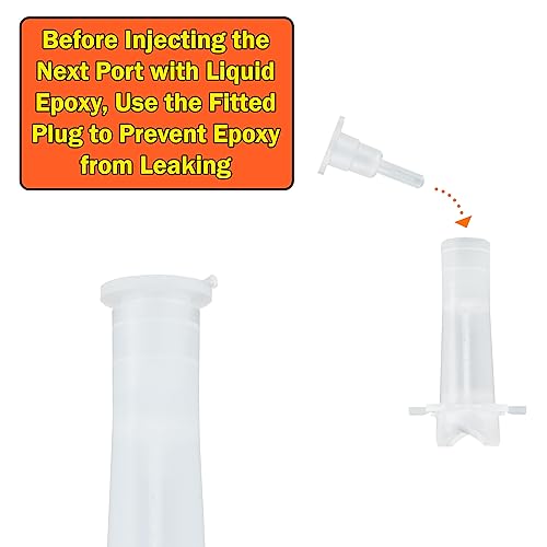 Corner Ports for Liquid Concrete Repair with Attached Caps – Compatible with Various Epoxy Injection Systems - Pack of 7