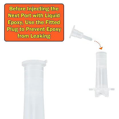 Corner Ports for Liquid Concrete Repair with Attached Caps – Compatible with Various Epoxy Injection Systems - Pack of 7