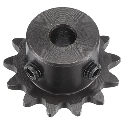uxcell 13 Tooth Roller Sprocket B Type, #25 Chain, Single Strand 1/4" Pitch, 6mm Bore Black Oxide C45 Carbon Steel with Set Screws for ISO 04C - size: 6mm