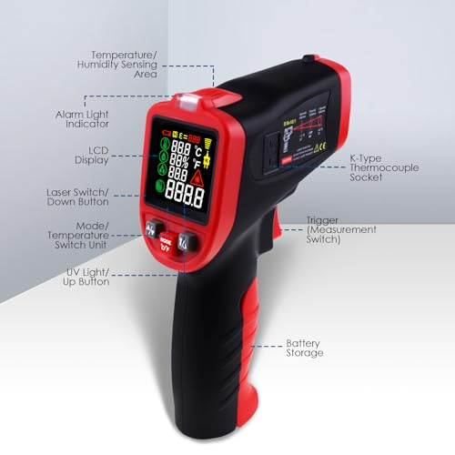 Infrared Thermometer Temperature Gun, Infrared Thermometer HVAC, -50~850°C (58~1562°F) Laser Temperature Gun for Automotive, HVAC,Industrial Use