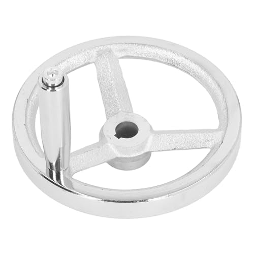 Walfront Lathe Handwheel 16x160MM Rotary Handwheel Chrome Plated Cast Iron Round Hand Wheel with Removable Handle Easy to Install