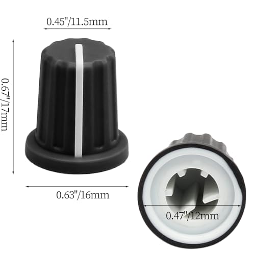 Hordion 6pcs 6mm D Type Potentiometer Knob, Guitar Volume Rotary Knob Black - color: Black