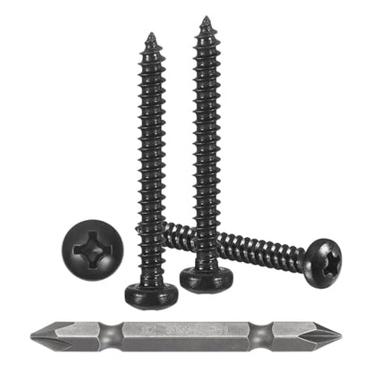 METALLIXITY Phillips Pan Head Self Tapping Screw #4x1-1/4 100Pcs - color: Black, size: #4x1-1/4"