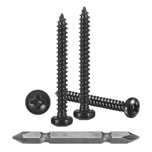 METALLIXITY Phillips Pan Head Self Tapping Screw #4x1 100Pcs - color: Black, size: #4x1"