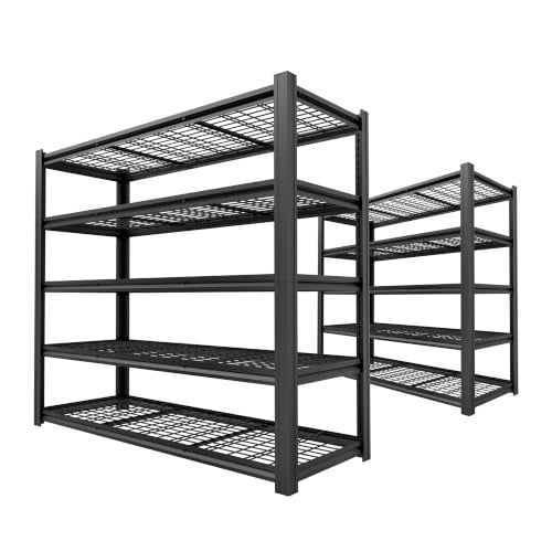 2 Pack Garage Shelving, Heavy Duty Storage Shelves Metal Shelf Unit Adjustable Industrial Storage Racks for Shop,Warehouse,Basement (84H*61.99W*24D) - size: 84H*61.99W*24D
