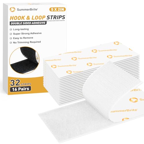 SummerBrite Heavy Duty Hook and Loop Strips, White, 2 x 5 in, 16 Pairs - color: White, size: 2x5IN 16 Pairs