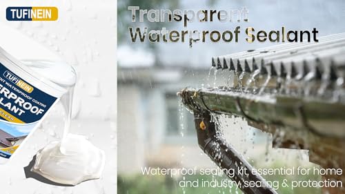 Transparent Waterproof Coating, TUFINEIN 35 Oz Invisible Waterproof Agent Indoor & Outdoor Sealant Water-Based Clear Sealant Roofs, Walls, Garden, Terraces - size: 35 Oz