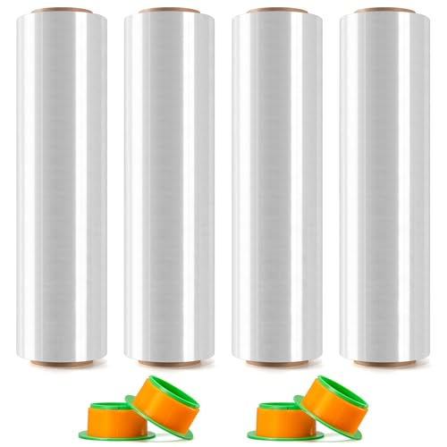 4 Rolls Clear Stretch Wrap 18" x 1000FT x 80 Gauge Heavy Duty Film - size: Clear, 4 Rolls 18 In x 1000 Ft