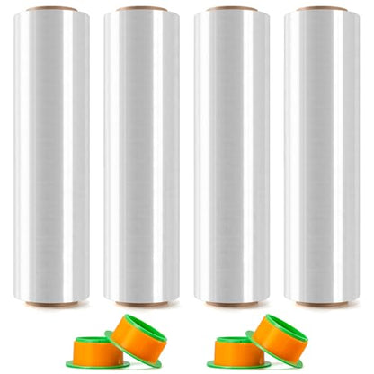 4 Rolls Clear Stretch Wrap 18" x 1000FT x 80 Gauge Heavy Duty Film - size: Clear, 4 Rolls 18 In x 1000 Ft
