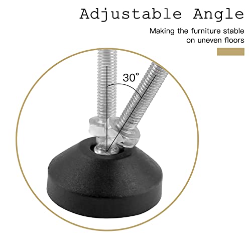 Bonsicoky M10 Metal Adjustable Leveling Feet, 4 Pcs, 3.2" x 2.3" - size: M10,2.3" Diameter