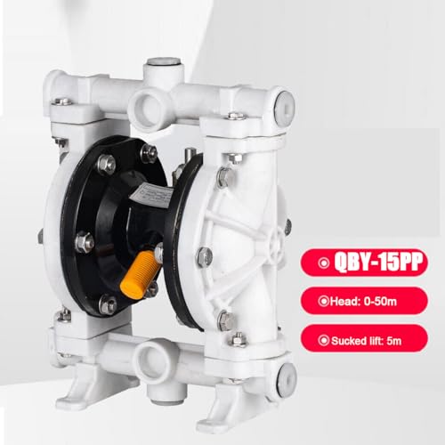 100 PSI Air-Operated Double Diaphragm Pump Membrane Pump Polypropylene 13 GPM Max 1/2 Inch Inlet/Outlet Port Engine Oil Transfer Pump for Chemical Industrial Use