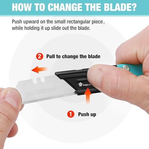WORKPRO EDC Folding Utility Knife, Mini Box Cutter with Quick Open Axis Lock, Quick Change Blade Razor Knife, Foldable Small Pocket Knife with Belt Clip - color: Blue