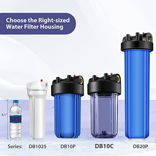 SimPure DB10C 10" *4.5" Whole House Water Filter Clear Housing - size: 1 Count (Pack of 1), style: System - Clear (10 Inch x 4.5 Inch)