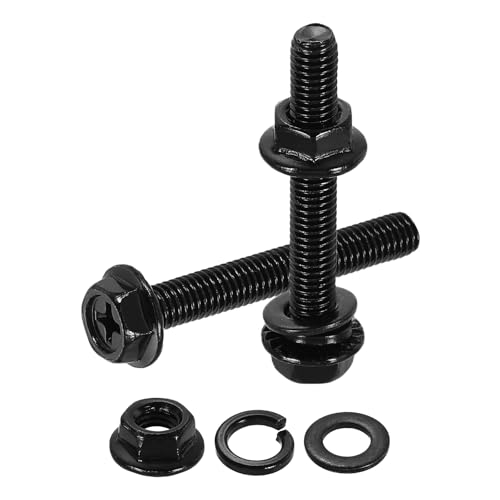 uxcell M5 x 35mm Phillips Flanged Hex Head Bolts, 10Pcs 304 SS, Black - color: Black, size: M5 x 35mm