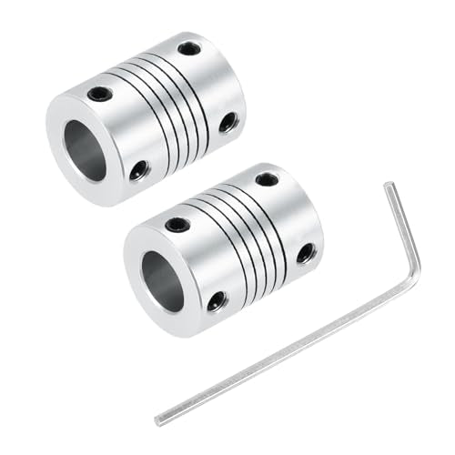 uxcell 2Pcs 8mm to 10mm Aluminum Alloy Shaft Coupling L25xD19 Flexible Coupler Beam for 3D Printer CNC Machine DIY Encoders and Motors Shaft,Silver - size: 8mm to 10mm