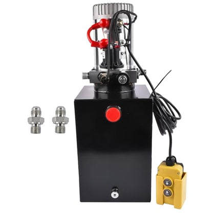 12V DC Hydraulic Pump 12 Quart Hydraulic Power Unit Single Acting with Steel Reservoir for Dump Trailer Truck Car Lift Unit Dynast