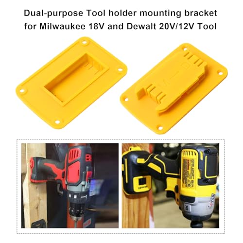 30pas Tool Holders and Battery Holder for Dewalt 20v Wall Mount Hanger Battery Drill Tool Storage Shelf for Milwaukee M18(Yellow) - color: Yellow