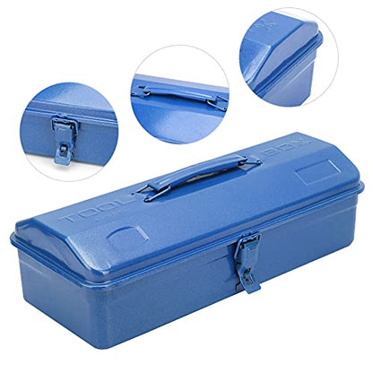Thickened Metal Tool Box, Portable Empty Toolbox with Handle, Self Locking Buckle, Multifunction Heavy Duty Trunk Tool Storage Organizer for Home, Garage, Workshop (37 * 16 * 11 (350))