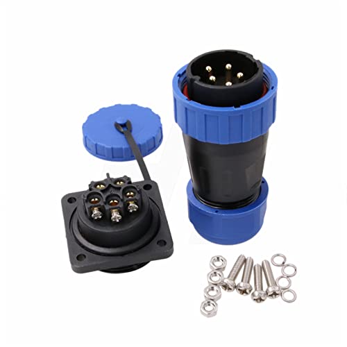 TY28 5 Pin 25A Aviation Waterproof Connector Male Female Cable Plug Socket Easy Screw Crimp Quick-Disconnect for Electrical Power Device 12 AWG Wire - color: Screw Mount, size: 5 Pin 25A