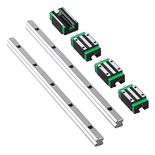 Linear Guide Rail 2 X HGR 15-1200mm Linear Slide Rail + 4 X Bearing Blocks Linear Guideway Rail for DIY CNC Routers Lathes Mills - size: 1200mm, style: Linear Rail HGR15 with Green Bearings