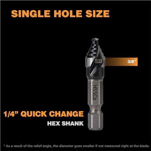 3/8" Single Size M35 Step Drill Bit Unibit for Hole Drilling - size: Single Size 3/8" (2 Flutes)