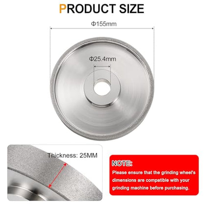 HARFINGTON Diamond Lapidary Wheel 6 Inch x 1 Inch Arbor Hole 150 Grit Grinding Wheels for Stone, Marble, Glass, Ceramics, Crystal, Carbide, Steel - size: 150 Grits