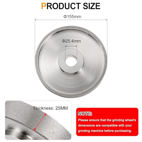 HARFINGTON Diamond Lapidary Wheel 6 Inch x 1 Inch Arbor Hole 150 Grit Grinding Wheels for Stone, Marble, Glass, Ceramics, Crystal, Carbide, Steel - size: 150 Grits