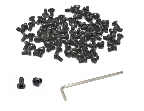 iexcell 100 Pcs #4-40 x 3/16" Alloy Steel 10.9 Grade Hex Socket Button Head Cap Screws Bolts Kit, Black Oxide Finish - size: #4-40 x 3/16"