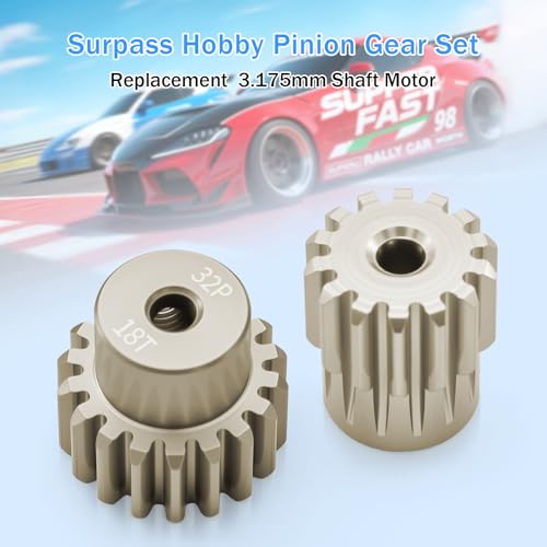 32P Pinion Gear Sets 14T 15T 16T 17T 18T for Shaft 3.175 RC Motor Compatible with HPI Kyosho Losi Axial Tamiya 1/10 RC Car Monster Truck Upgrade Parts (7075 Aluminum) - size: 14T 15T 16T 17T 18T
