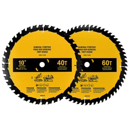 2-Pack 10in 40T/60T Table Saw Blades Compatible with Dewalt - style: 10IN,40T&60T