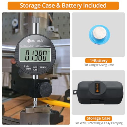 Neoteck 12.7mm/0.5" Digital Dial Indicator with 0.001mm/0.00005" Resolution - color: Black, size: 0-0.5''/0.00005''