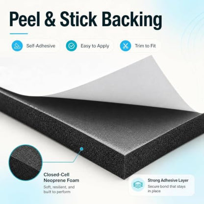 DGSL Foam Insulation Neoprene Sheets with Adhesive, 12''W x 59''L x 1/4''T - color: Black, size: 12 in x 59 in x 1/4 in