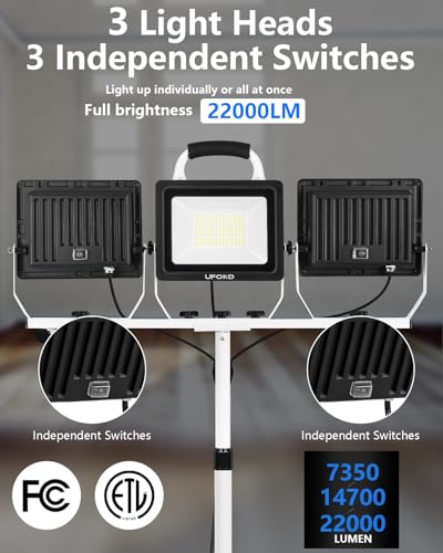 UFOND 22000 Lumen LED Work Light with Stand, 3 Brightness Modes