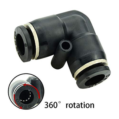 Beduan Push to Connect Fitting Elbow, 8mm x 8mm Tube OD Pneumatic 90° Degree Adapter Push in Fitting for Air Compressor （Pack of 10） - size: 8mm