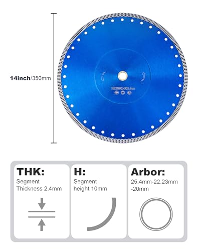 Ostek 14"/350mm Diamond Blade,1" Arbor - size: 14"