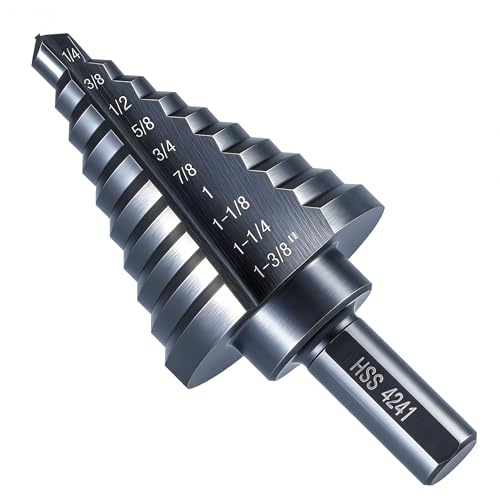 Anfrere 10 Sizes Step Drill Bit for Metal Sheet, 1/4 to 1-3/8 Inches - style: 1pc HSS Bit