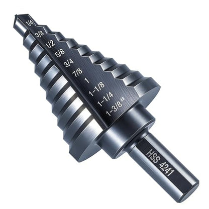 Anfrere 10 Sizes Step Drill Bit for Metal Sheet, 1/4 to 1-3/8 Inches - style: 1pc HSS Bit