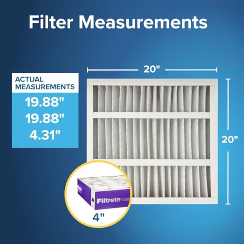 Filtrete 20x20x4 AC Furnace Air Filter, MPR 1550, MERV 12, Fits Honeywell, CERTIFIED Asthma & Allergy Friendly, Electrostatic Air Cleaning Filter, 2-Pack (Actual Size 19.88x19.88x4.31 in) - size: 20x20x4