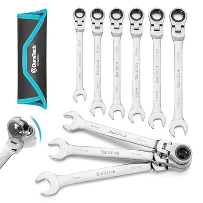 DURATECH 9-Piece Flex-Head Ratcheting Wrench Set, Metric