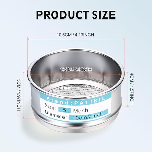 PATIKIL Lab Sieve 5 Mesh(4mm) 3.9"(10cm) Diameter Sifting Screen - size: 5 Mesh(4mm)/3.9"