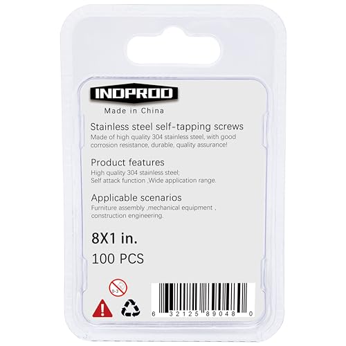 #8 × 1" Flat Head Phillips Wood Screw, Flat Head Self Tapping Screw Sheet Metal Screws Wood Screws, Stainless Steel 304 (18-8), 8 × 1-Inch, 100Pcs - color: Stainless Steel Screws, size: #8 x 1"