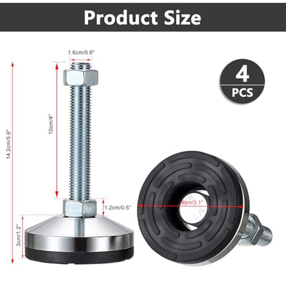4 PCS Machine Leveling Feet,7500 lb Total Static Load, M16-Thread 3.1'' Dia - size: D80xM16x100