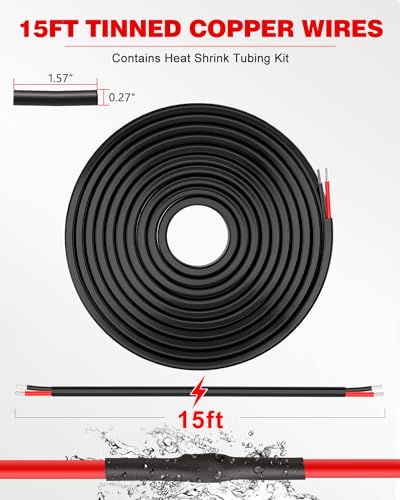 NAOEVO 16 Gauge Wire 2 Conductor, 16 Gauge Automotive Wire 12V Cable, 15FT - size: 15ft, style: 2C-16AWG