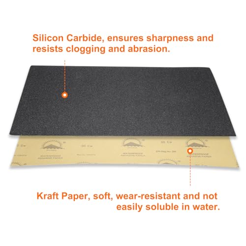HARFINGTON 10pcs Sandpaper 80 Grit 18 x 12 Inch Silicon Sanding Sheets - size: 80 Grit