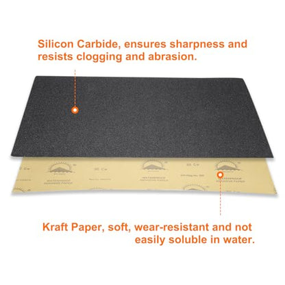 HARFINGTON 10pcs Sandpaper 80 Grit 18 x 12 Inch Silicon Sanding Sheets - size: 80 Grit