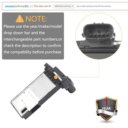 Mass Air Flow Sensor for Toyota Sequoia 2005-2019 / Tacoma 2005-2019 / Tundra 2006-2010 Replace OE# 222040F030 2220475030 74-50056