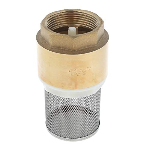 Baosity Brass Foot Valve Mesh Check Valve with Strainer Filter DN40 1-1/2 Inch, Installed at a Pump or at The Bottom of a Pipe line