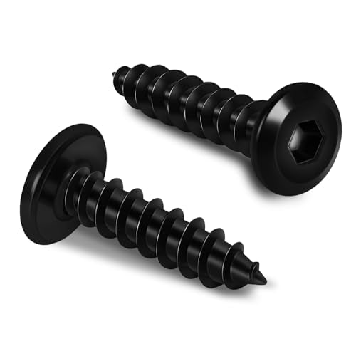 M3 x 14mm Flat Head Socket Cap Self Tapping Screws, 304 Stainless Steel, Hex Drive, Black Finish, 100 PCS - size: M3 x 14mm