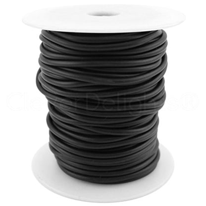 CleverDelights Black 3mm Solid Rubber Cord - 30 Feet